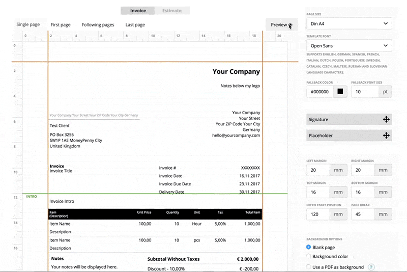 Professional invoice templates with cool designs.