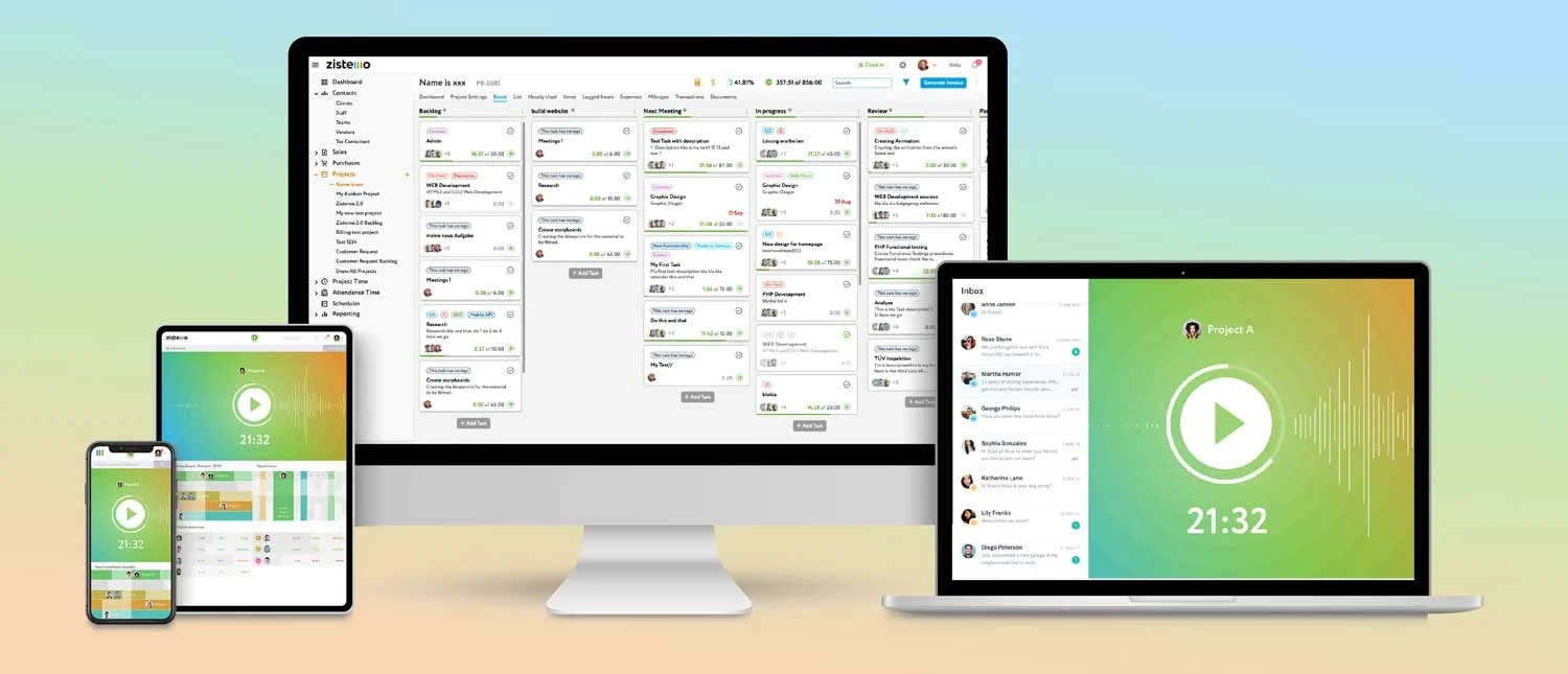 A Kanban board with cards and columns showing the workflow of a Kanban team and a Kanban tool