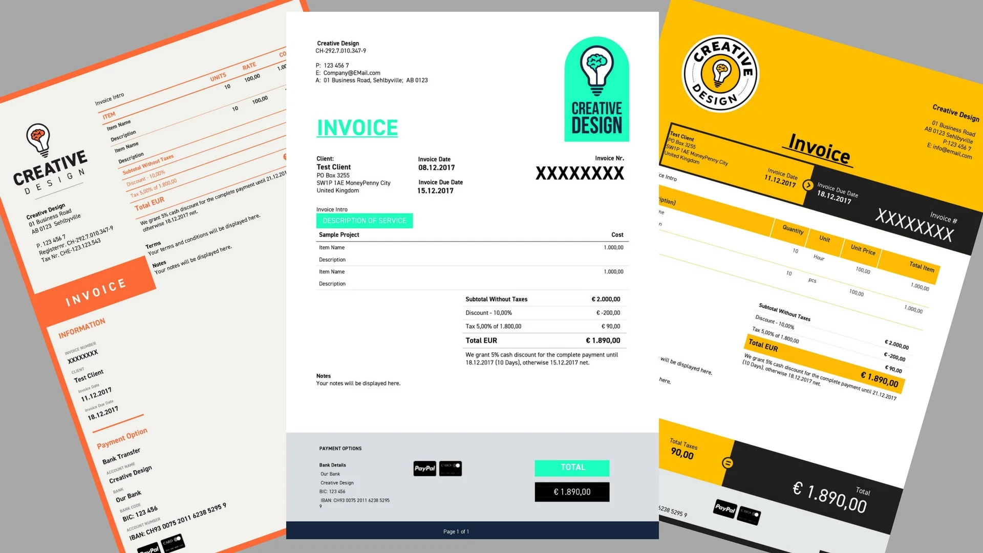 Example of invoices