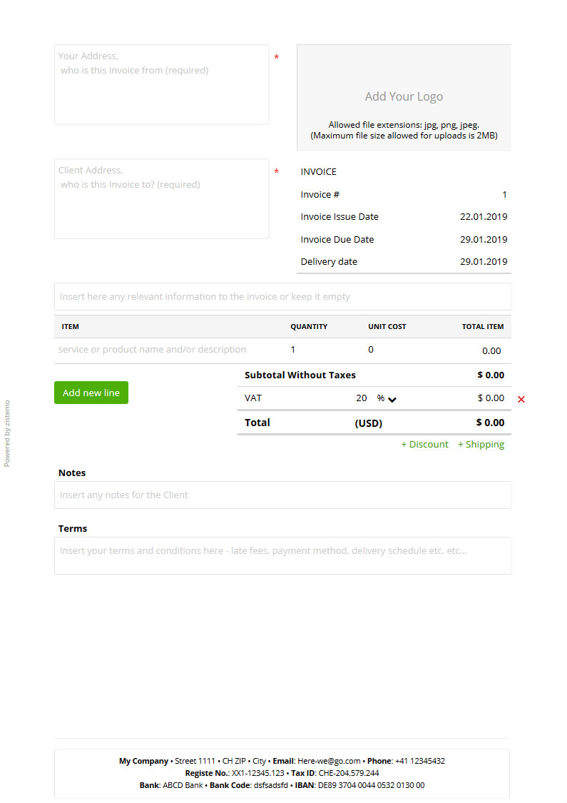 monthly invoice template excel