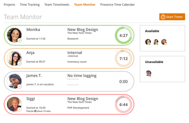 Moneypenny team time tracker