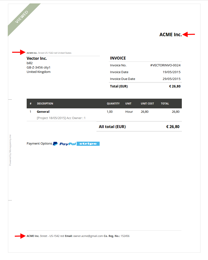 Invoice/estimate document