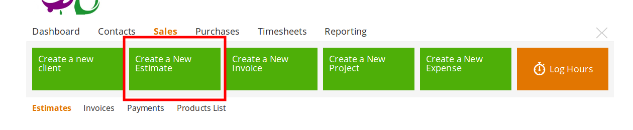 Create a new estimate in the Quick Toolbox