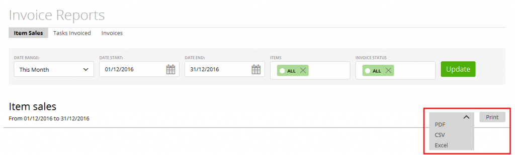Item Sales Report – Zistemo Knowledge Base