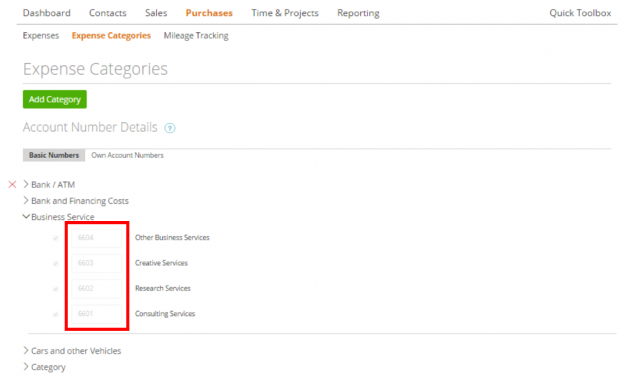 Expense Categories Numbers Zistemo Knowledge Base