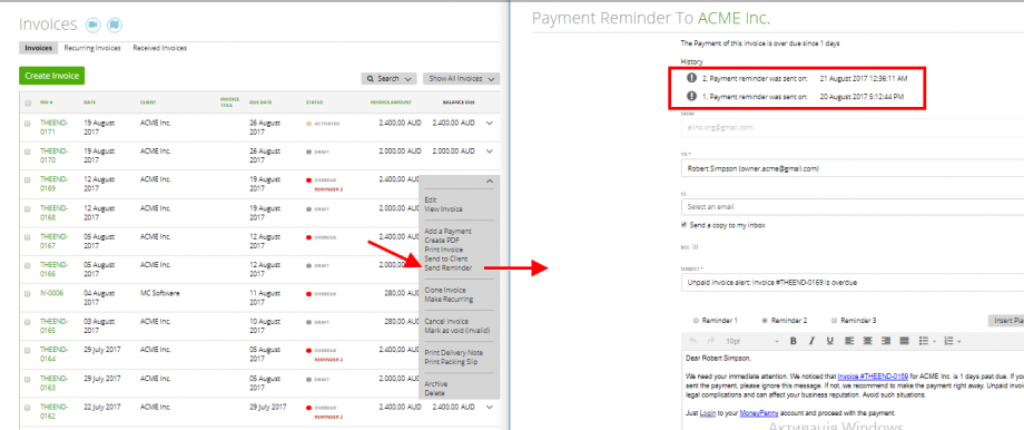 Payment Reminders – Automatic and Manual – Zistemo Knowledge Base