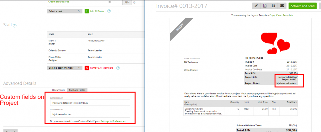 Show Project Custom Fields on Invoice – Zistemo Knowledge Base