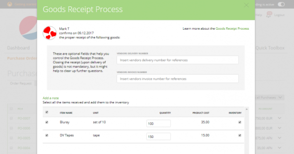 Purchase Order – Goods Receipt Process – Zistemo Knowledge Base