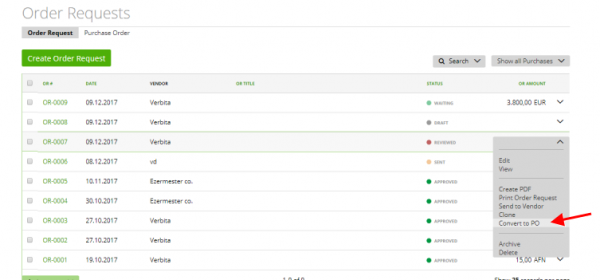 Order Requests and Purchase Orders – Zistemo Knowledge Base