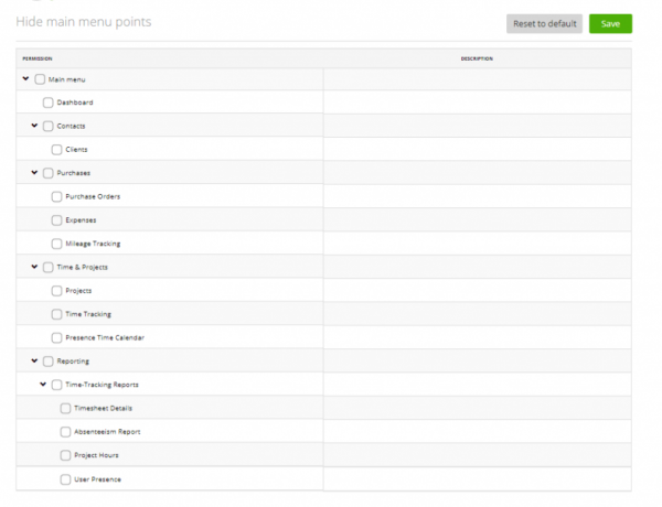Hide Main Menu Points – Zistemo Knowledge Base