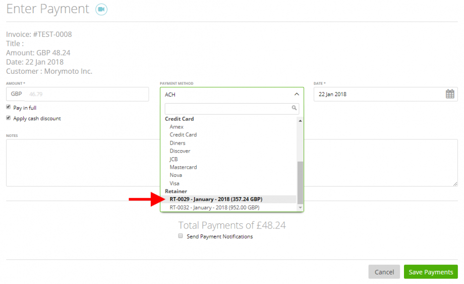 Retainer Invoice