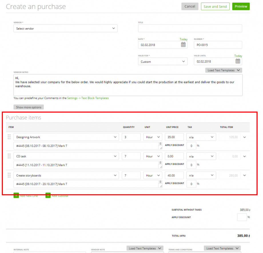 Purchase order based on invoice or estimate zistemo knowledge base