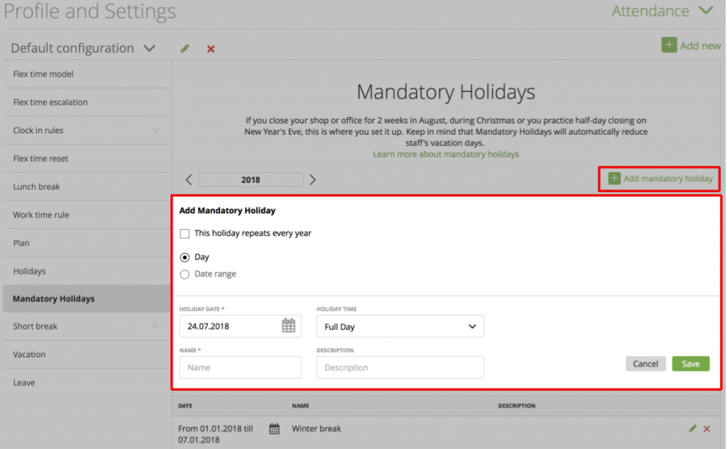 attendance-mandatory-holidays-zistemo-knowledge-base