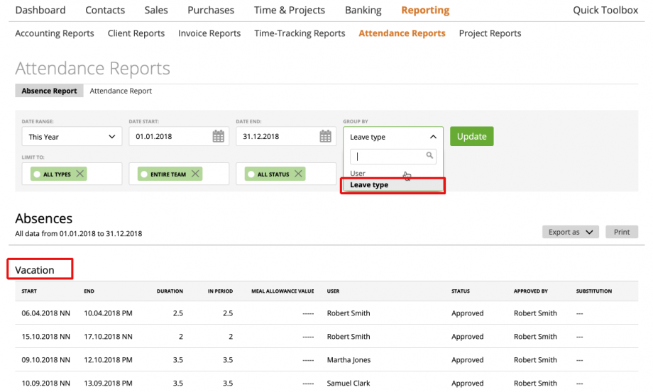 Absence Report – Zistemo Knowledge Base