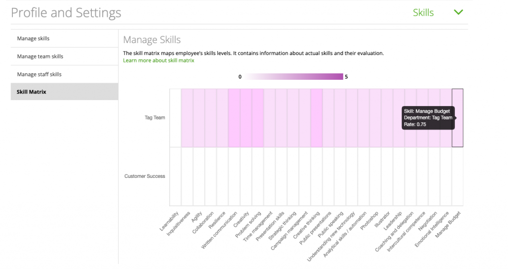Skill Matrix – Zistemo Knowledge Base