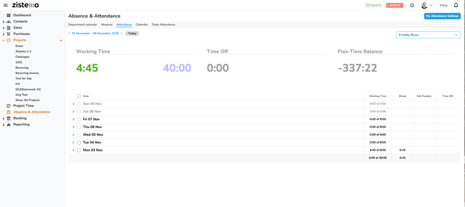 Attendance Time List View – Zistemo Knowledge Base